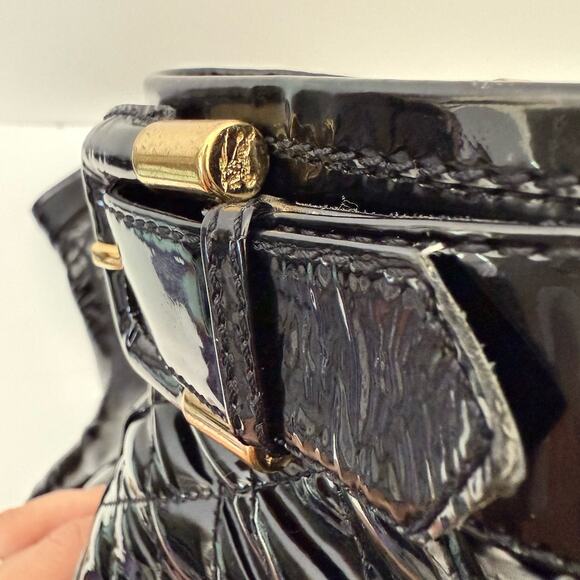 Burberry Patent Leather Quilted Heeled Booties Ankle Boots Black 38.5 / US 8.5 - Picture 13 of 15